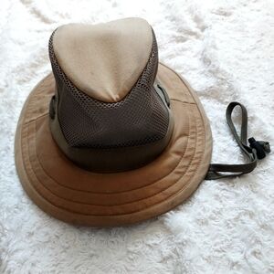 Outback Trading Co Ltd Oilskin Willis Mesh Hat 1470 Tan & Olive Outdoor Safari